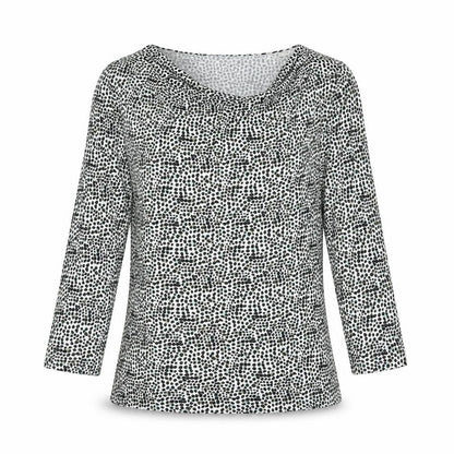 Front view of Linea Women’s Multicoloured Animal Print Cowl Neck 3/4 Sleeve Blouse M