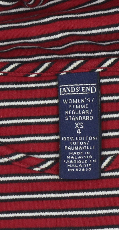 Womens UK Size XS Lands' End Red Basic T-Shirt