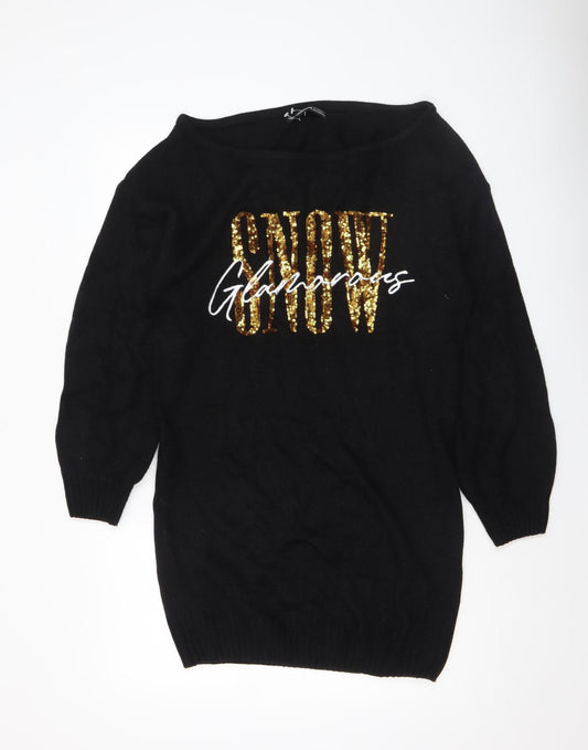 Womens UK Size 8 Threadbare Black Pullover Jumper