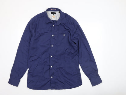 Mens UK Collar Size L Ted Baker Smart Blue  Dress Shirt