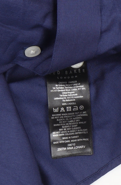 Mens UK Collar Size L Ted Baker Smart Blue  Dress Shirt