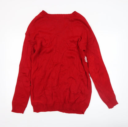 Womens UK Size M/L Boohoo Red Pullover Jumper