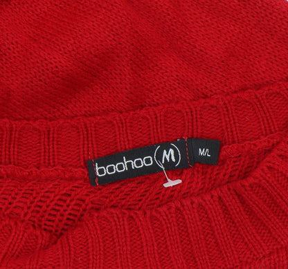 Womens UK Size M/L Boohoo Red Pullover Jumper