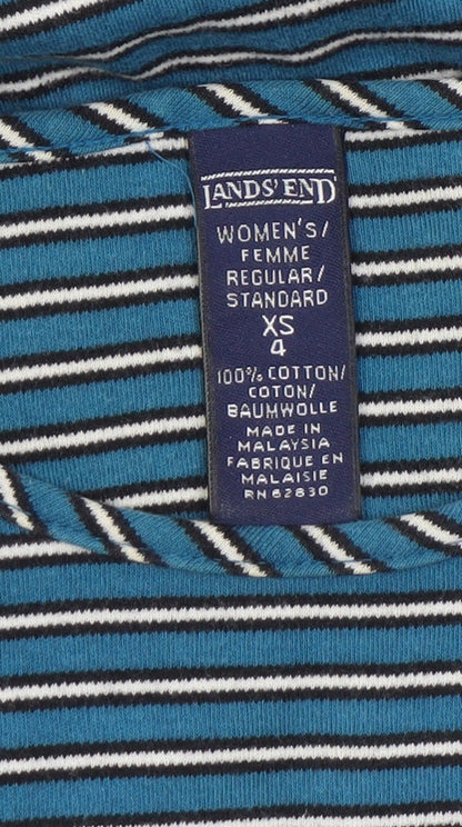 Womens UK Size XS Lands' End Blue Basic T-Shirt