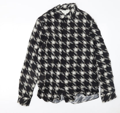 Marks and Spencer Autograph Men's Black Check Long Sleeve Button-Up Shirt M