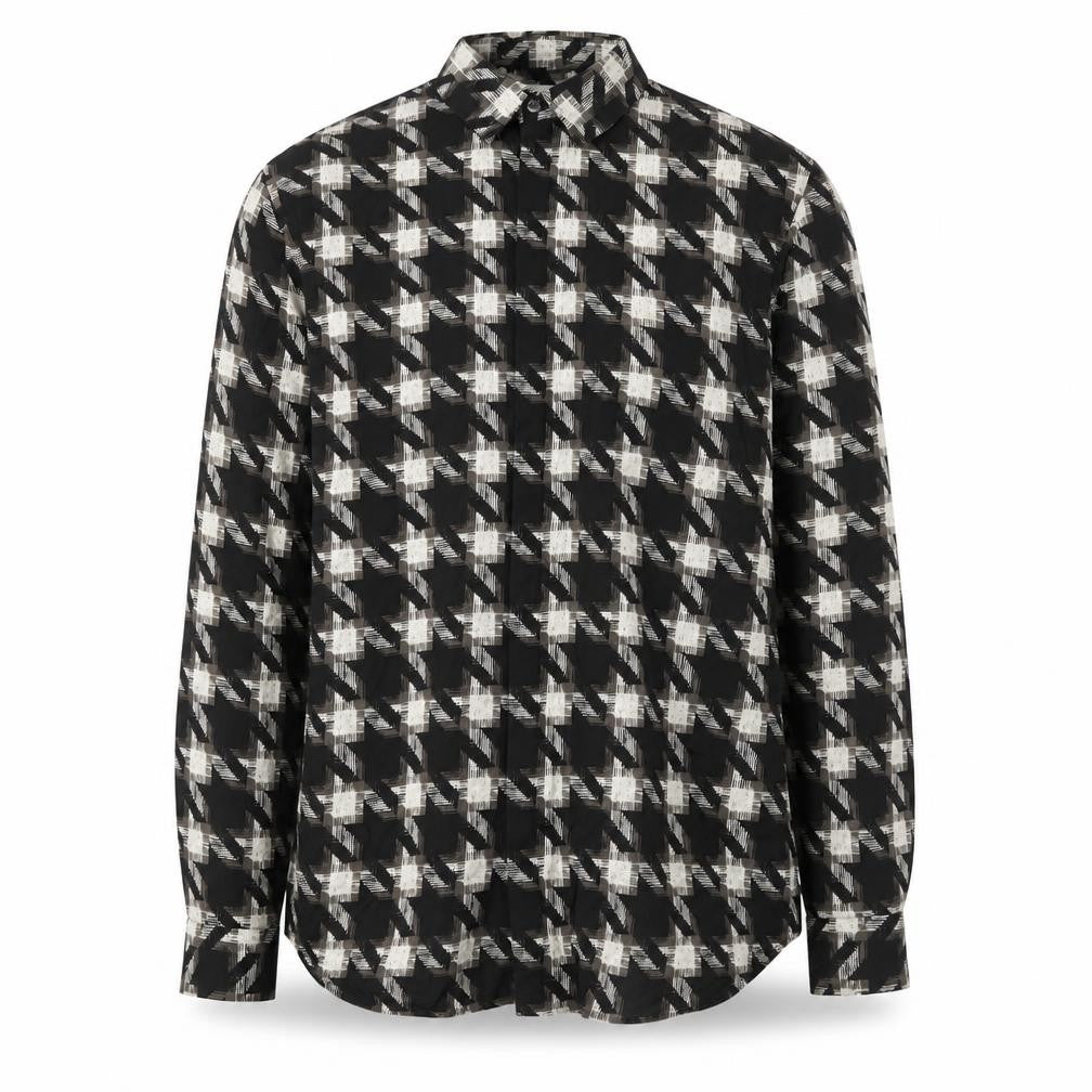 Marks and Spencer Autograph Men's Black Check Long Sleeve Button-Up Shirt M