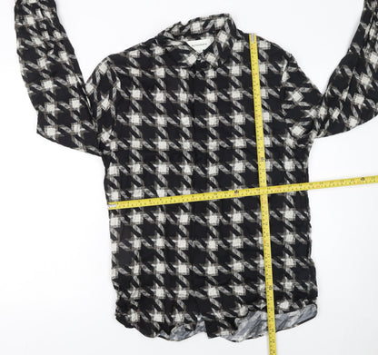 Marks and Spencer Autograph Men's Black Check Long Sleeve Button-Up Shirt M