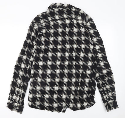 Marks and Spencer Autograph Men's Black Check Long Sleeve Button-Up Shirt M