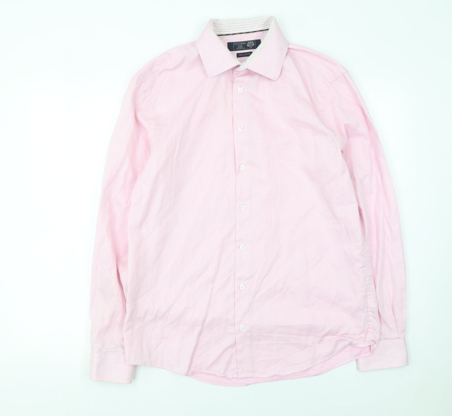 Mens UK Collar Size M Paul Costelloe Living Smart Pink  Dress Shirt