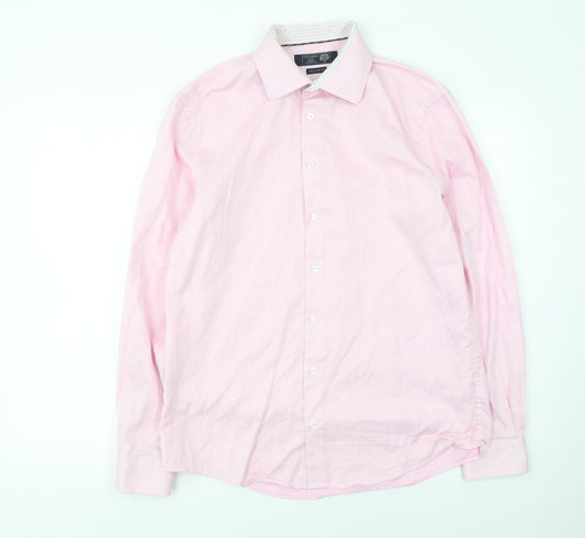 Mens UK Collar Size M Paul Costelloe Living Smart Pink  Dress Shirt