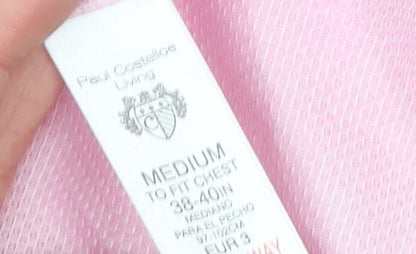 Mens UK Collar Size M Paul Costelloe Living Smart Pink  Dress Shirt