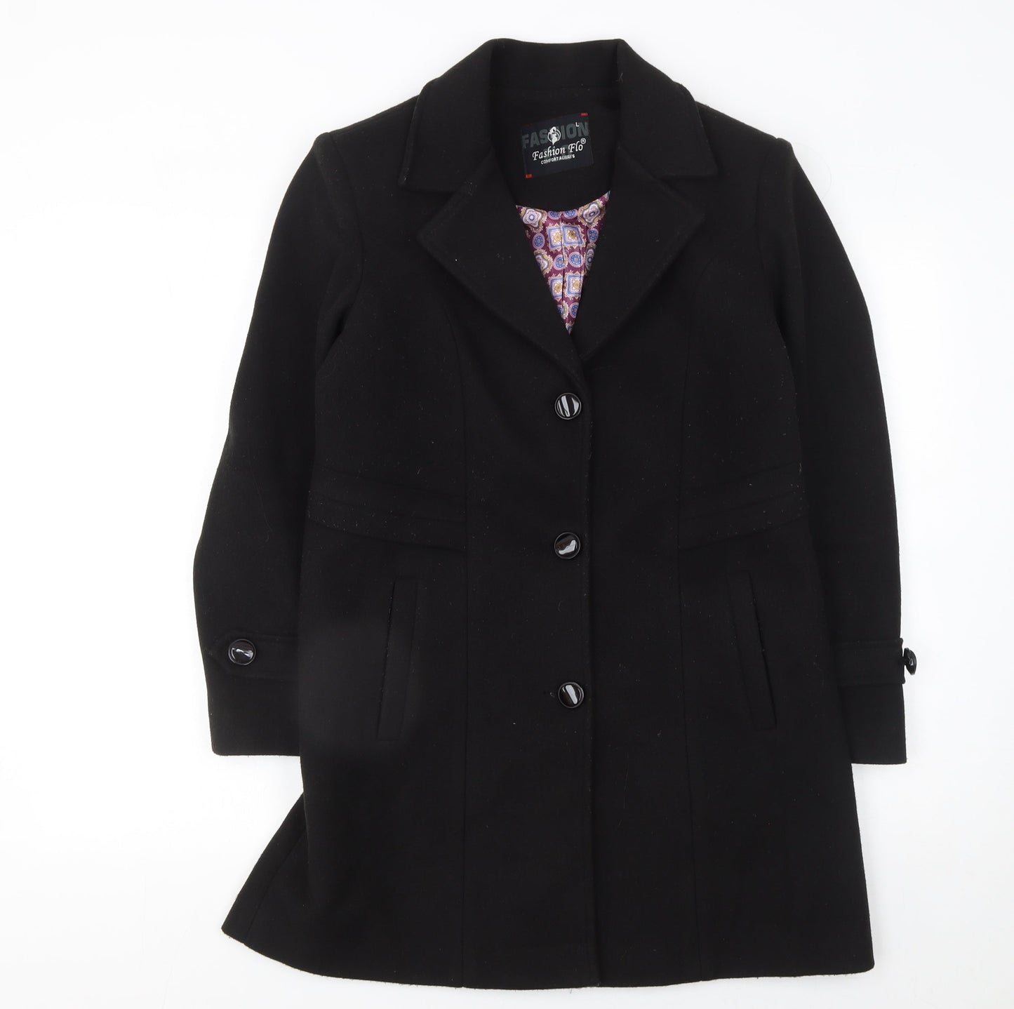 Womens UK Size L Fashion Flo Black Overcoat