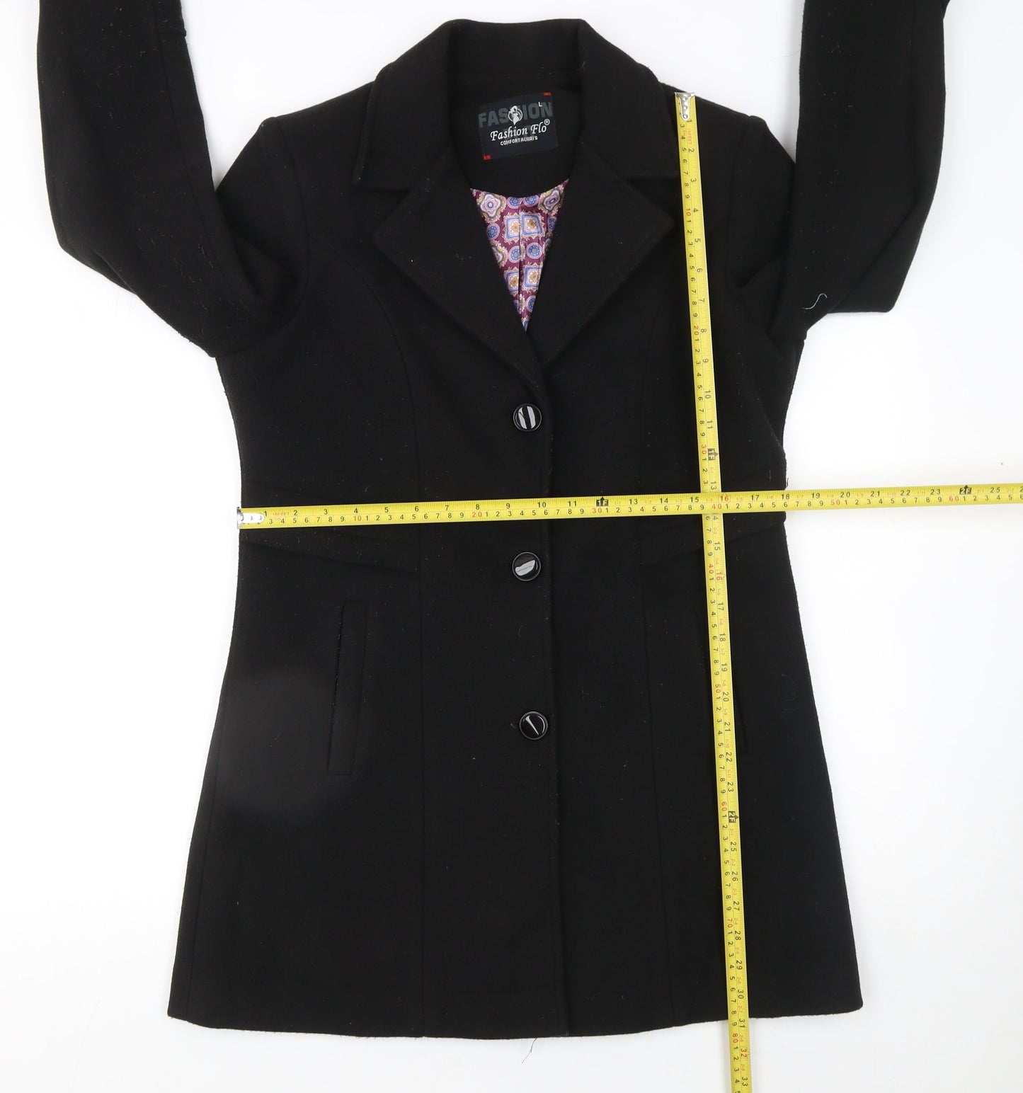 Womens UK Size L Fashion Flo Black Overcoat
