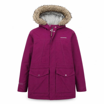 Craghoppers Girls Purple Waterproof Hooded Parka Coat Age 11-12 Years