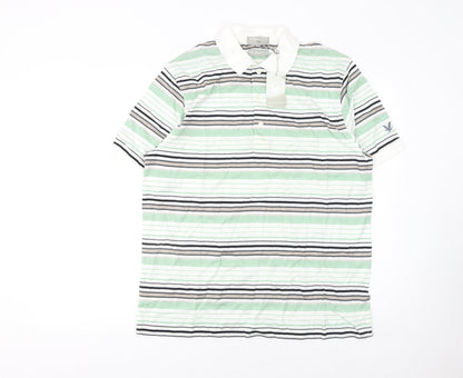 Lyle & Scott Men's Multicoloured Striped Cotton Golf Polo M