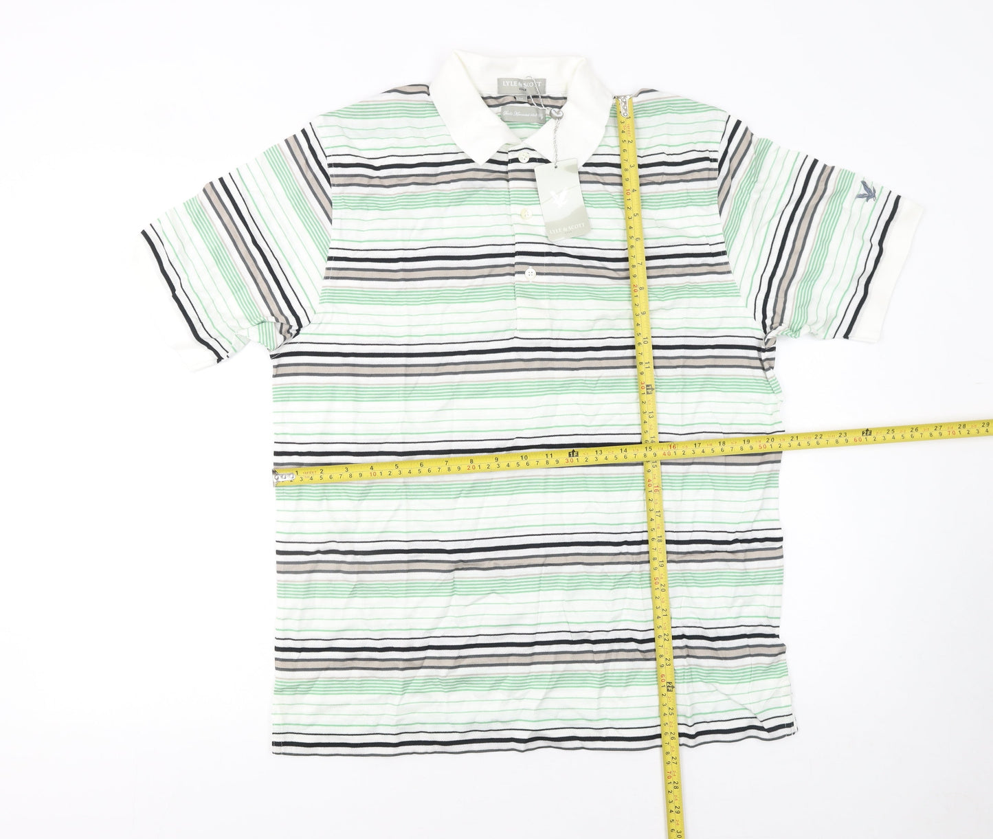 Lyle & Scott Men's Multicoloured Striped Cotton Golf Polo M