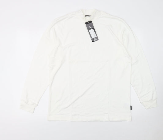 Jockey Men's White Long Sleeve Cotton Crew Neck T-Shirt M