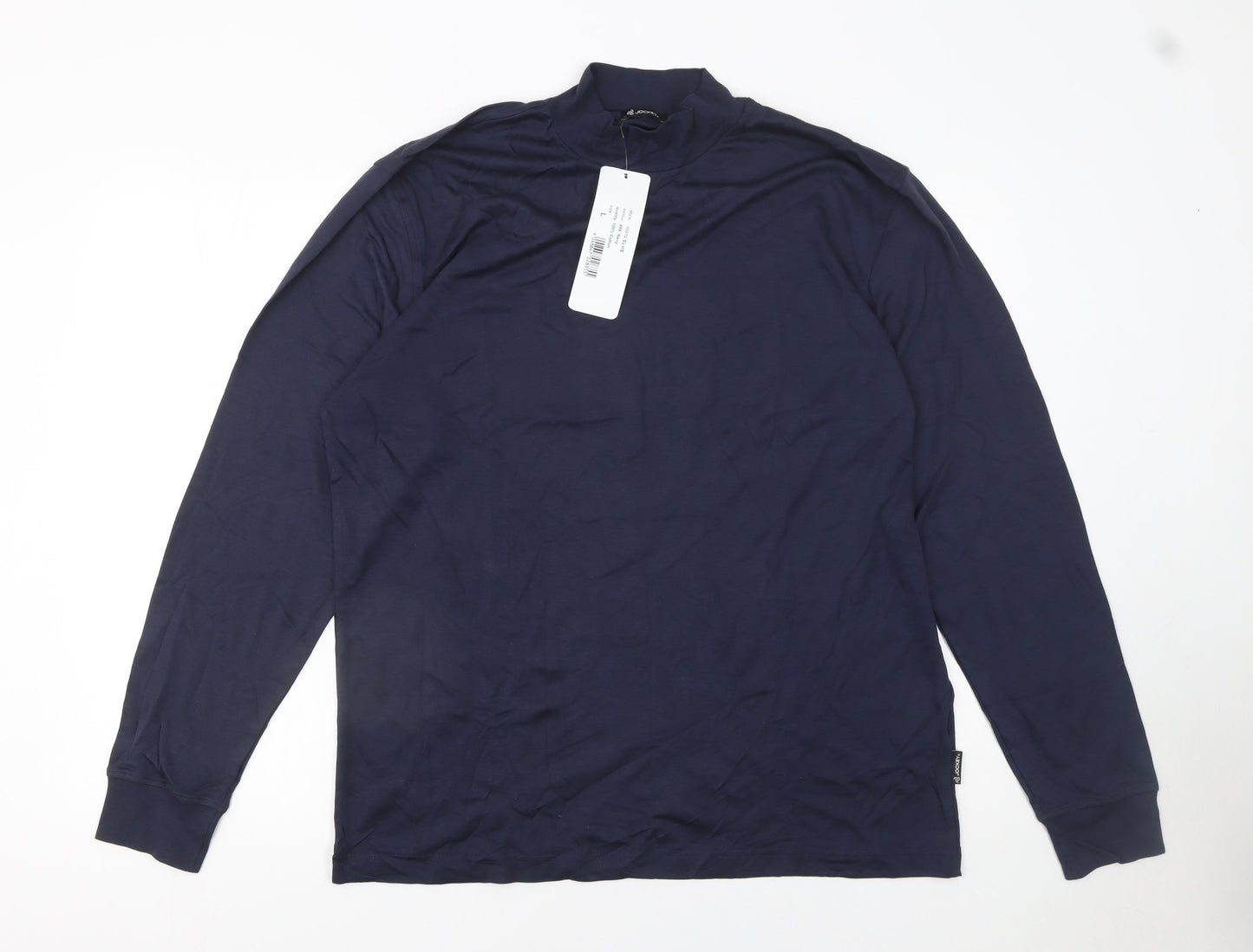 Jockey Men’s Blue Long Sleeve Mock Neck Cotton Jersey T-Shirt Size L