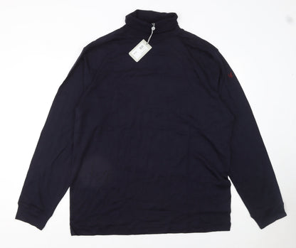 Lyle & Scott Men's Blue XL Long Sleeve Roll Neck Cotton T-Shirt
