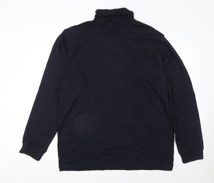 Lyle & Scott Men's Blue XL Long Sleeve Roll Neck Cotton T-Shirt