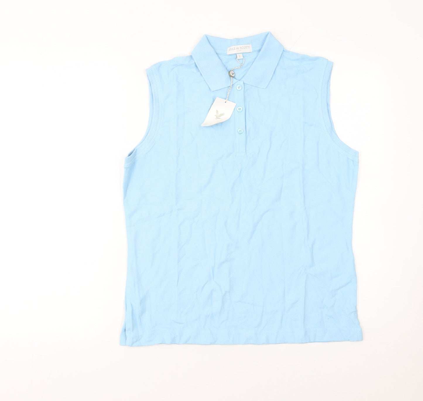 Lyle & Scott Men's Blue Sleeveless Golf Polo Shirt Size L