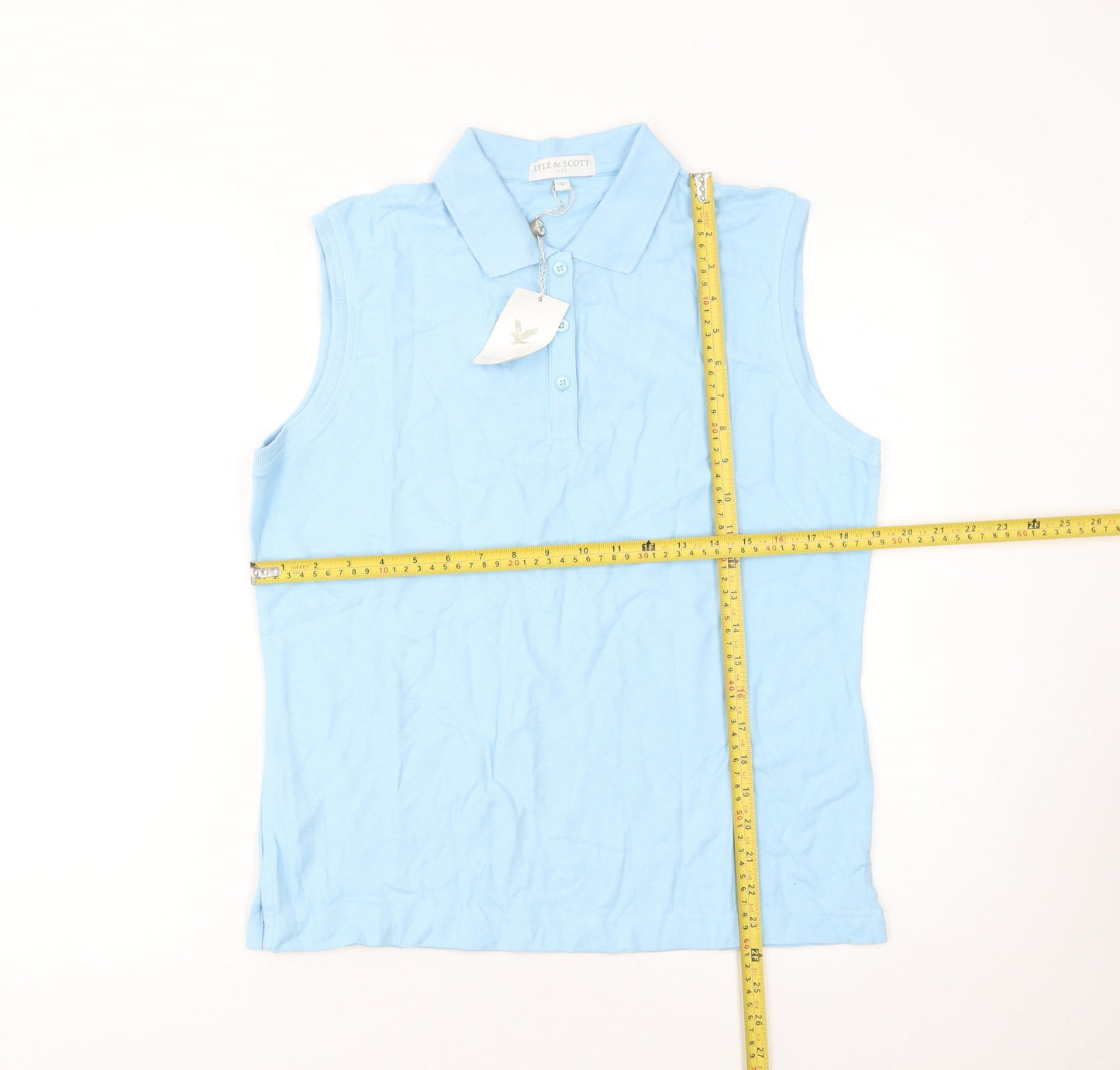 Lyle & Scott Men's Blue Sleeveless Golf Polo Shirt Size L