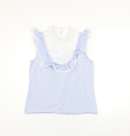 Womens UK Size XS Savida Blue Ruffle Blouse