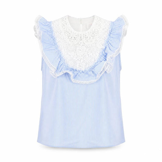 Womens UK Size XS Savida Blue Ruffle Blouse