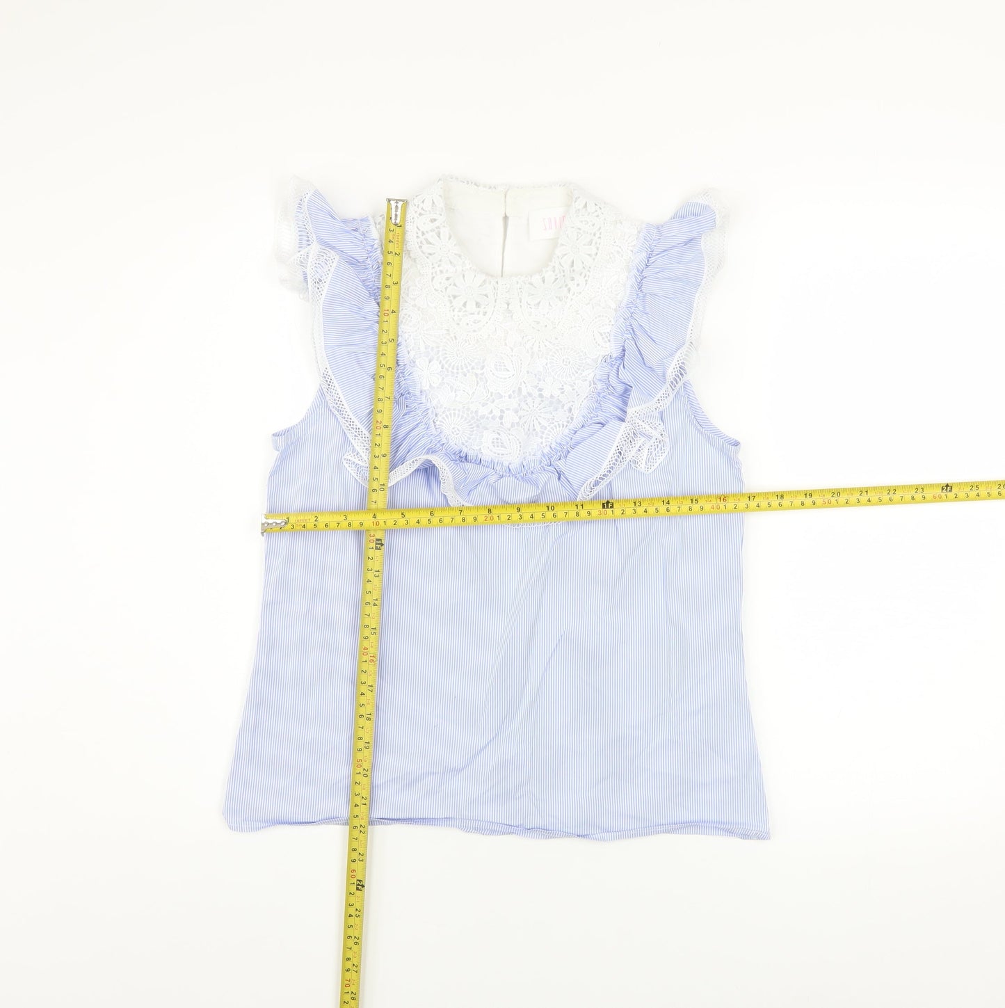 Womens UK Size XS Savida Blue Ruffle Blouse