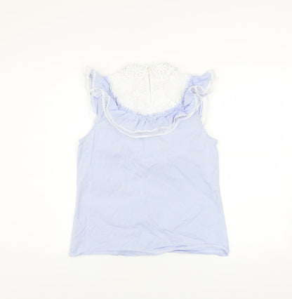 Womens UK Size XS Savida Blue Ruffle Blouse