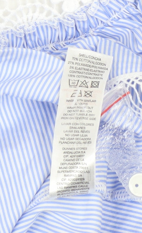 Womens UK Size XS Savida Blue Ruffle Blouse