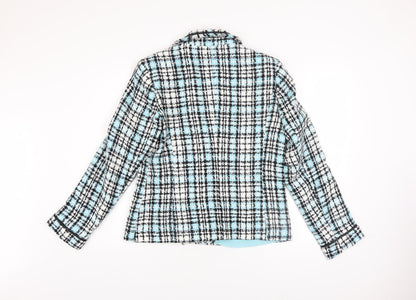 Fosby Design Women's Blue Check Tweed Blazer Jacket Size 16