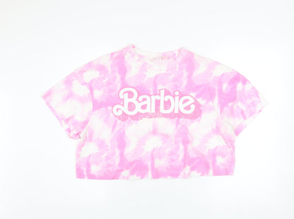 Womens UK Size L Barbie Pink Cropped T-Shirt