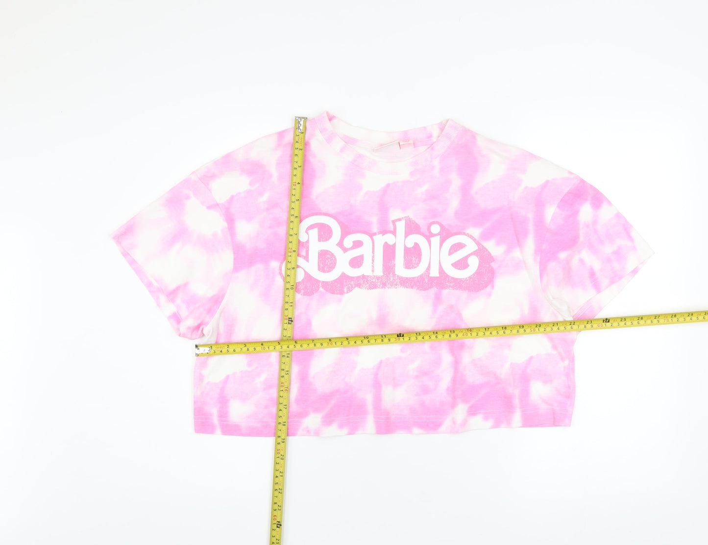 Womens UK Size L Barbie Pink Cropped T-Shirt