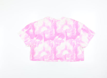 Womens UK Size L Barbie Pink Cropped T-Shirt