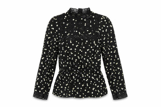 Womens UK Size XS Savida Black Tunic Blouse