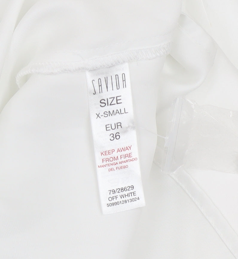 Womens UK Size XS Savida White Wrap Blouse