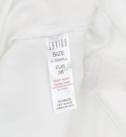 Womens UK Size XS Savida White Wrap Blouse