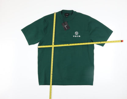River Island Men’s Green Japanese Graphic Crew Neck T-Shirt Size M