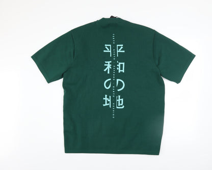 River Island Men’s Green Japanese Graphic Crew Neck T-Shirt Size M
