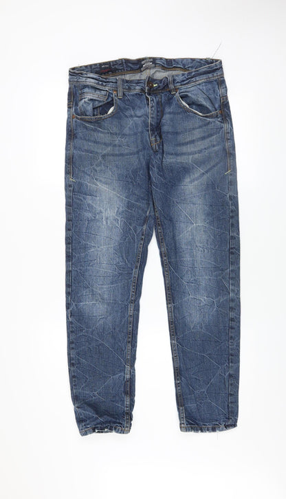 Mens UK Size 32 S Industrialize Regular Fit Straight Blue Jeans