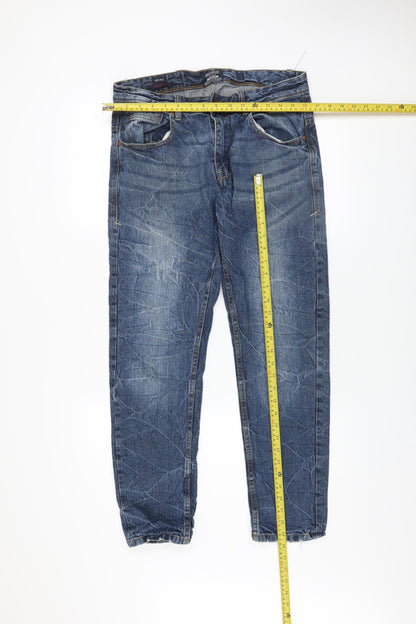 Mens UK Size 32 S Industrialize Regular Fit Straight Blue Jeans