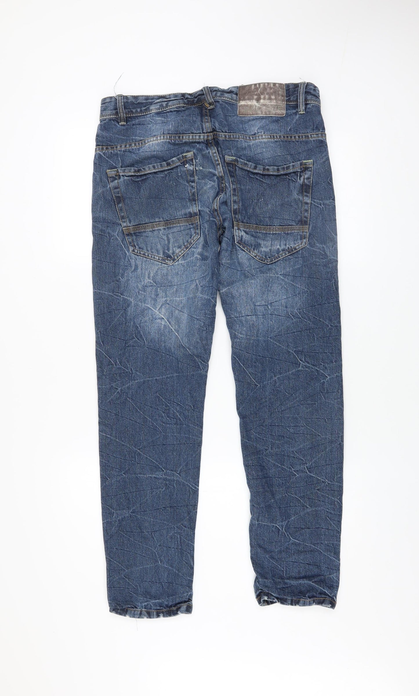 Mens UK Size 32 S Industrialize Regular Fit Straight Blue Jeans