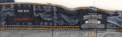 Mens UK Size 32 S Industrialize Regular Fit Straight Blue Jeans