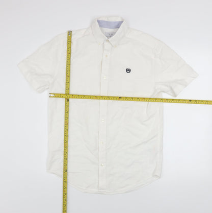 Easy Men's White Short Sleeve Button-Down Cotton Shirt Size S