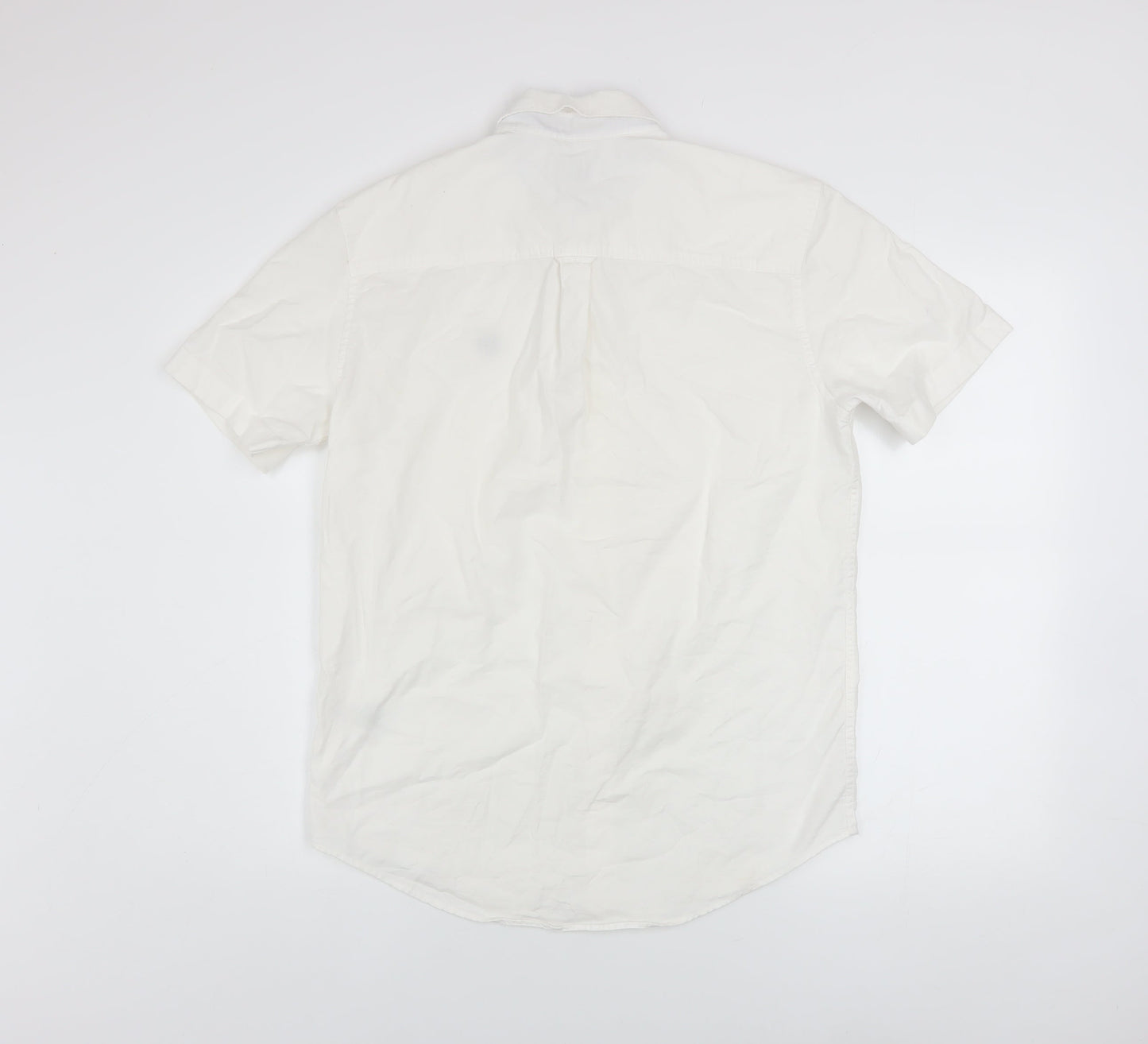 Easy Men's White Short Sleeve Button-Down Cotton Shirt Size S