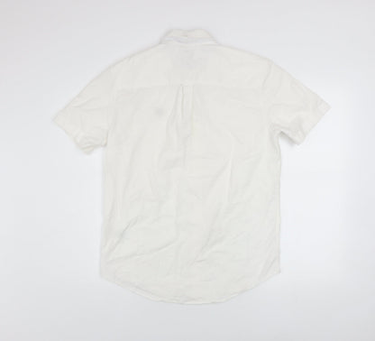 Easy Men's White Short Sleeve Button-Down Cotton Shirt Size S