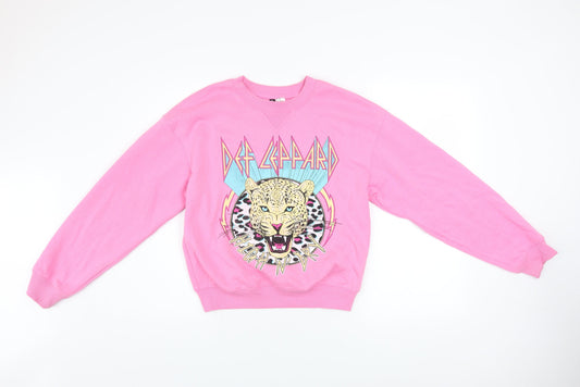Womens UK Size 2XS H&M Pink Pullover Sweatshirt