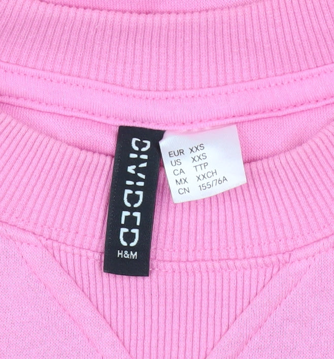 Womens UK Size 2XS H&M Pink Pullover Sweatshirt
