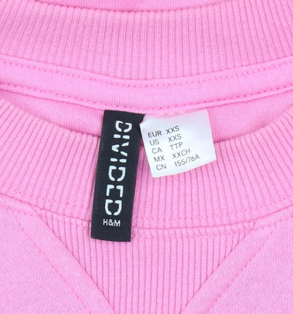 Womens UK Size 2XS H&M Pink Pullover Sweatshirt